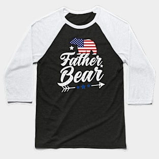 Father Bear Patriotic Flag Matching 4th Of July Baseball T-Shirt